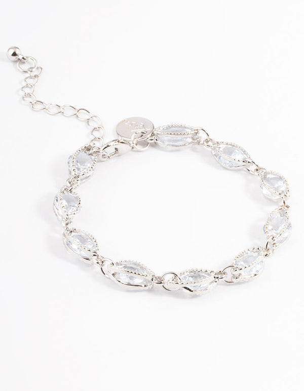 Silver Classic Marquise Cubic Zirconia Bracelet