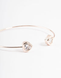 Rose Gold Cubic Zirconia Heart Open Cuff Bangle - link has visual effect only