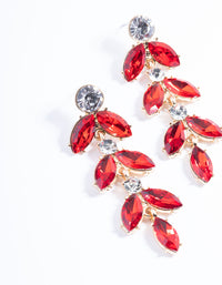 Red Mini Stone Leaf Drop Earrings - link has visual effect only