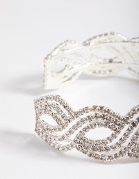 Silver Twist Petal Diamante Cuff Bracelet - link has visual effect only