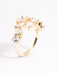 Gold Cubic Zirconia Mixed Stone Open Front Ring - link has visual effect only