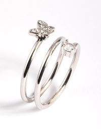 Rhodium Mini Butterfly Wrap Ring - link has visual effect only