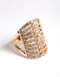 Gold Multi Diamante Cocktail Ring - link has visual effect only