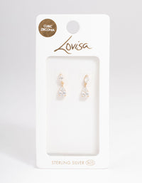 Gold Plated Sterling Silver Cubic Zirconia Marquise Drop Earrings - link has visual effect only