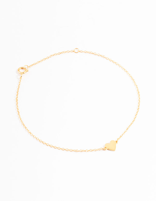 Gold Plated Sterling Silver Smooth Heart Bracelet