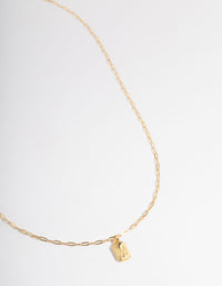 Letter M Gold Plated Rectangle Pendant Initial Necklace - link has visual effect only