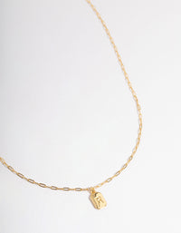 Letter R Gold Plated Rectangle Pendant Initial Necklace - link has visual effect only