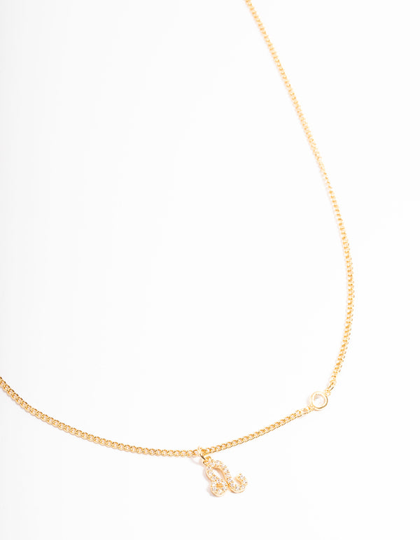 Gold Plated Leo Necklace with Cubic Zirconia Pendant