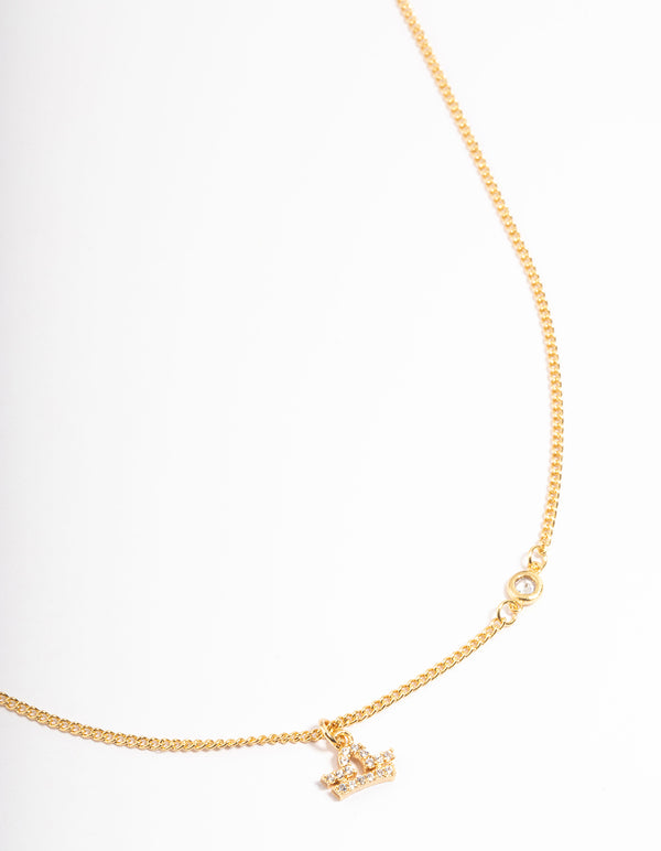 Gold Plated Libra Necklace with Diamante Pendant