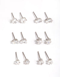 Silver Mixed Stone Stud Earring 12-Pack - link has visual effect only