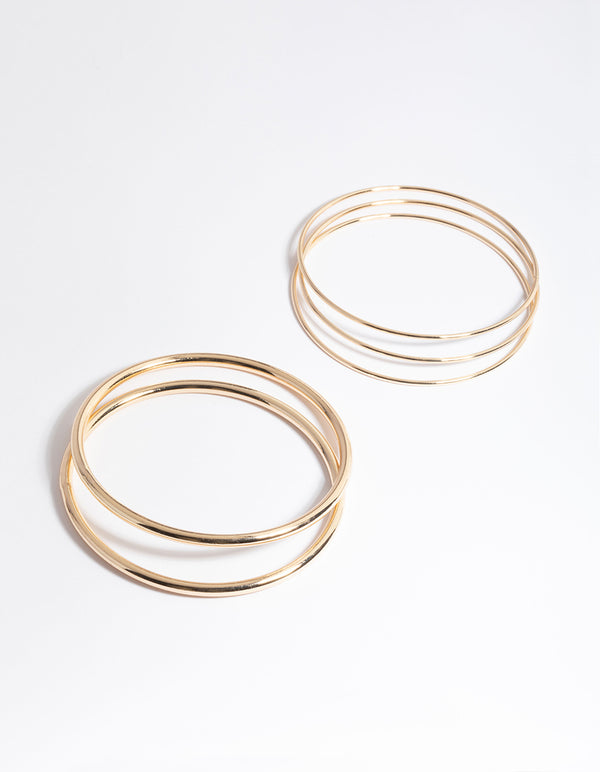 Gold Round Mix Bangle 5-Pack