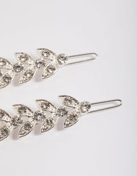 Silver Diamante Leaf Clips Pack - link has visual effect only