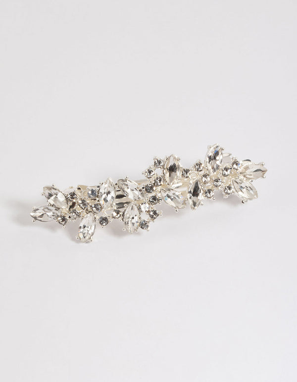 Silver Leaf & Pearl Barette Clip