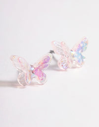 Acrylic Pink Candy Butterfly Stud Earrings - link has visual effect only