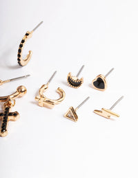 Gold Cross & Symbol Stack Earrings - link has visual effect only