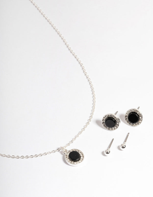 Silver Diamante Round Jewellery Set