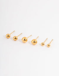 Waterproof Gold Plated Stainless Steel Small Ball Stud Earrings Pack - link has visual effect only