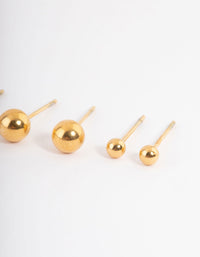 Waterproof Gold Plated Stainless Steel Small Ball Stud Earrings Pack - link has visual effect only