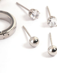 Waterproof Stainless Steel Cubic Zirconia Stud & Huggie Earrings Pack - link has visual effect only