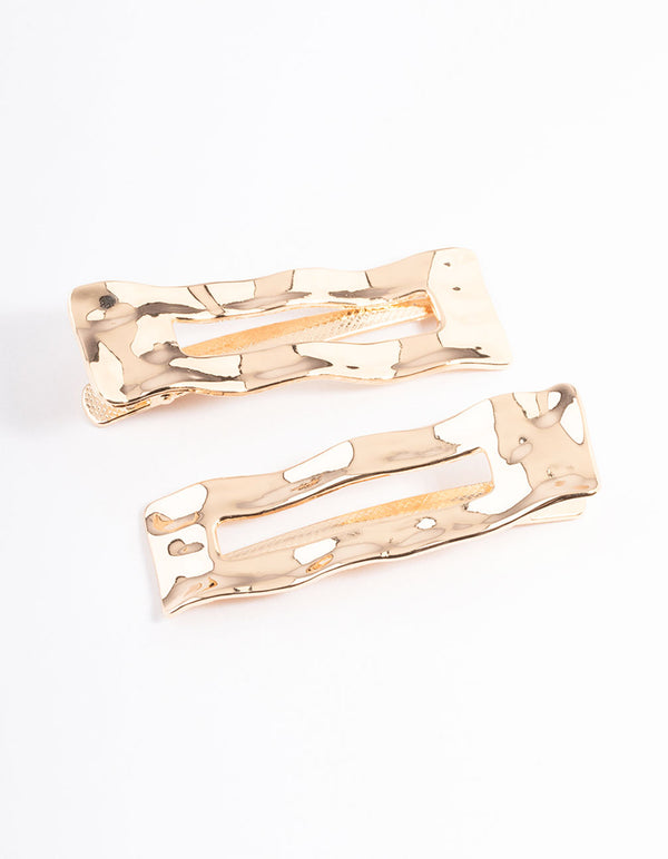 Gold Hammered Rectangle Clip Pack