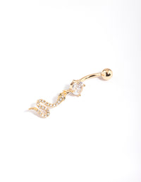 Gold Plated Surgical Steel Crystal Snake Drop Belly Ring - link has visual effect only