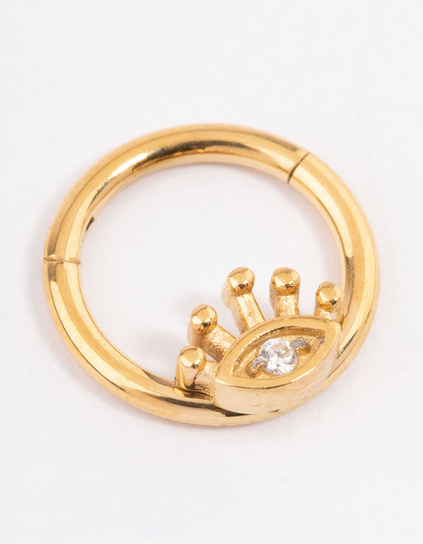 Gold Plated Surgical Steel Evil Eye Clicker Ring