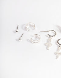 Silver Snake Hoop Earrings 4-Pack - link has visual effect only