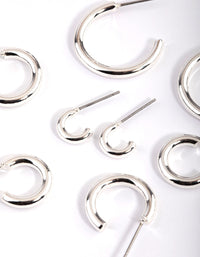 Silver Basic Round Hoop Earrings 4-Pack - link has visual effect only