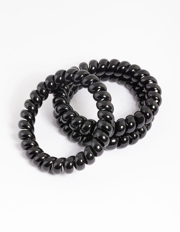 Black Plastic Large Hair Spiral Pack