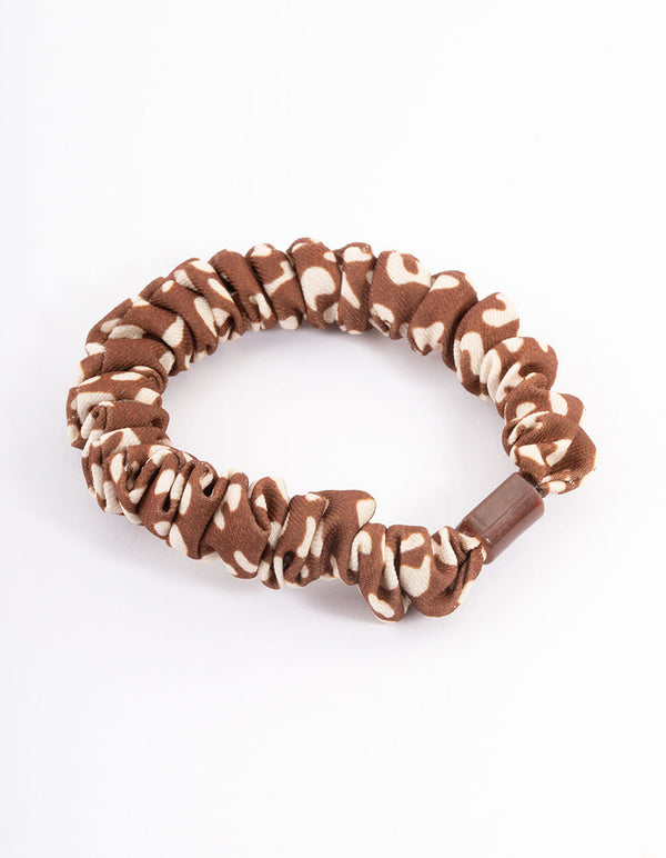 Brown Fabric Clamp Thin Scrunchie