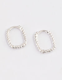 Sterling Silver Rectangle Rope Hoop Earrings - link has visual effect only