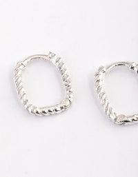 Sterling Silver Rectangle Rope Hoop Earrings - link has visual effect only