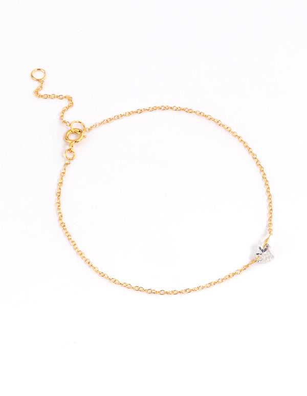 Gold Sterling Plated Floating Heart Bracelet