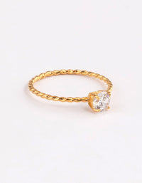 Gold Sterling Plated Cubic Zirconia Twist Engagement Ring - link has visual effect only