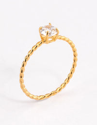 Gold Sterling Plated Cubic Zirconia Twist Engagement Ring - link has visual effect only