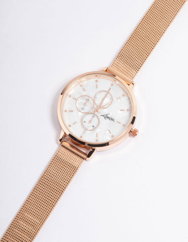 Rose Gold Subdial Mesh Watch