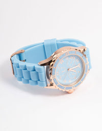 Blue Silicone Sport Watch - link has visual effect only