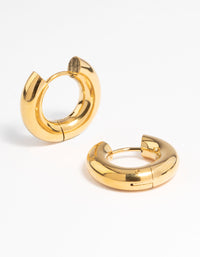 Waterproof Gold Plated Stainless Steel Thick Huggie Earrings - link has visual effect only