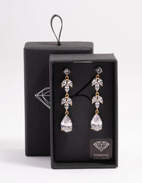 Diamond Simulant Double Vine Teardrop Earrings - link has visual effect only