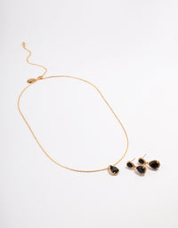 Gold Bulk Double Teardrop Necklace & Earrings Set - link has visual effect only