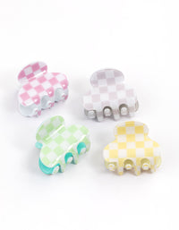 Checkered Mini Hair Claw Clips 4-Pack - link has visual effect only