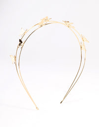 Gold Double Row Dainty Butterfly Headband - link has visual effect only