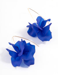 Navy Frosted Flower Drop Earrings - link has visual effect only