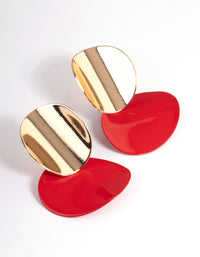 Red Layer Bent Disc Drop Earrings - link has visual effect only