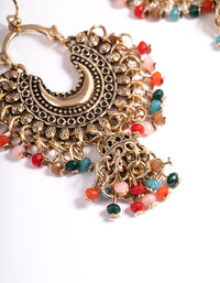 Antique Gold Multi Bead Drop Jhumka Earrings - link has visual effect only