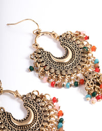 Antique Gold Multi Bead Drop Jhumka Earrings - link has visual effect only