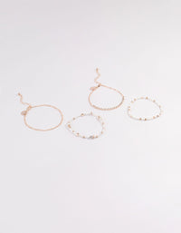 Rose Gold Mixed Bead & Pearl Chain Bracelet 4-Pack - link has visual effect only