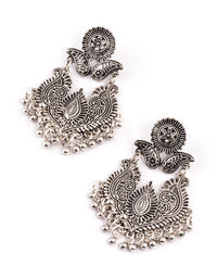 Antique Silver Filigree Bead Drop Jhumka Earrings - link has visual effect only