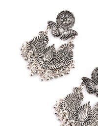 Antique Silver Filigree Bead Drop Jhumka Earrings - link has visual effect only