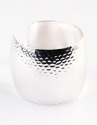 Silver Hammered Textured Wide Cuff Bangle - link has visual effect only